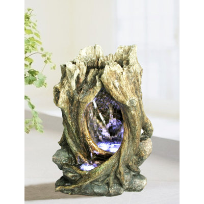 Resin Tree Trunk Fountain with LED Lights