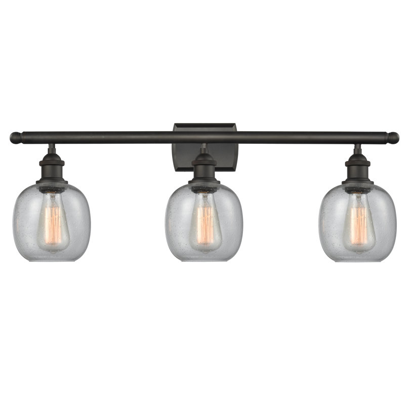 Éclairage de salle de bain à intensité variable 3 lumières Carlucci, Ampoule DEL 6 watts Vinage, Transparence craquelée
