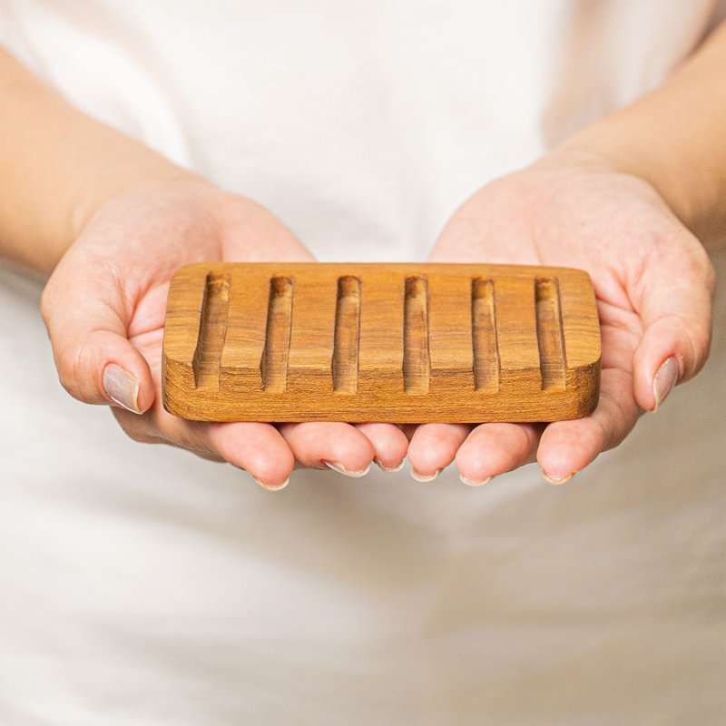 Ensemble 4 pièces de savon à vaisselle en teck incliné 4 pièces