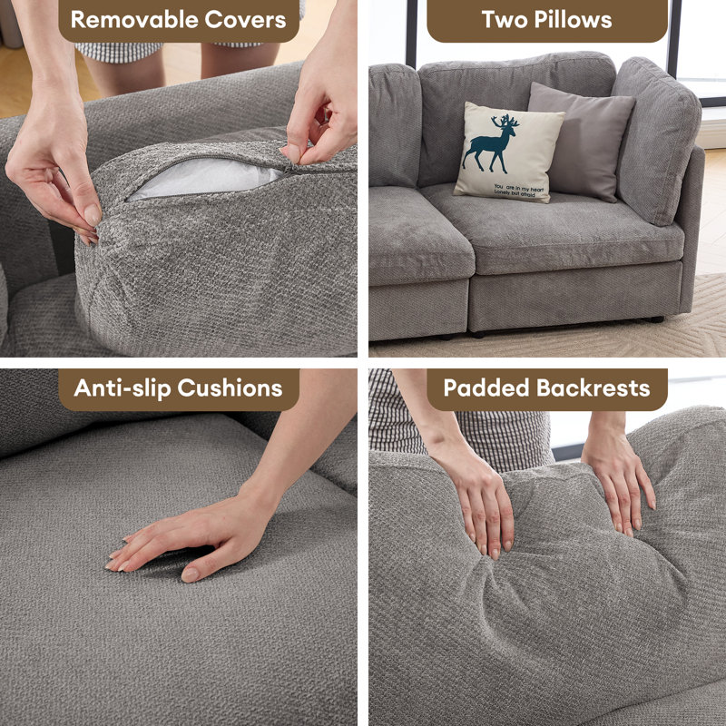Chaise d'appoint rembourrée avec accoudoirs, Gris