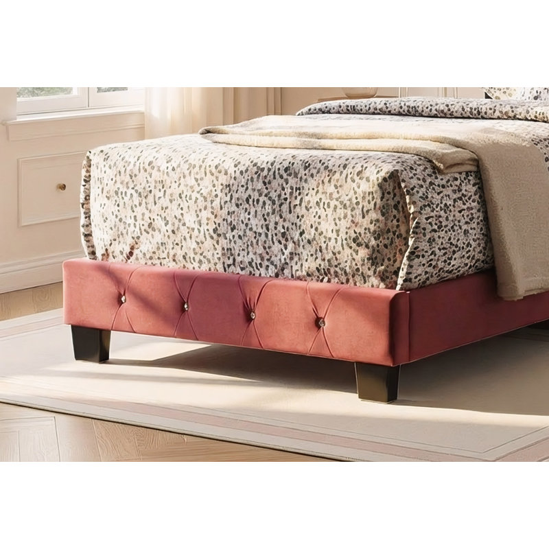 Lit simple en velours cerise Modena, Cerisier, Lit simple