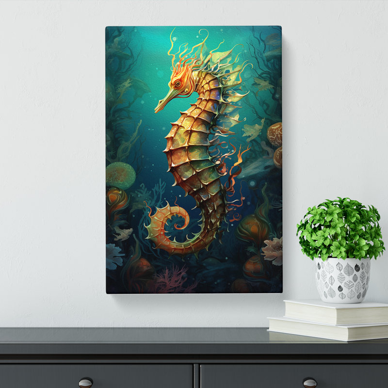 Seahorse Tachisme - No Frame Print, 50cm H x 35cm W x 3cm D