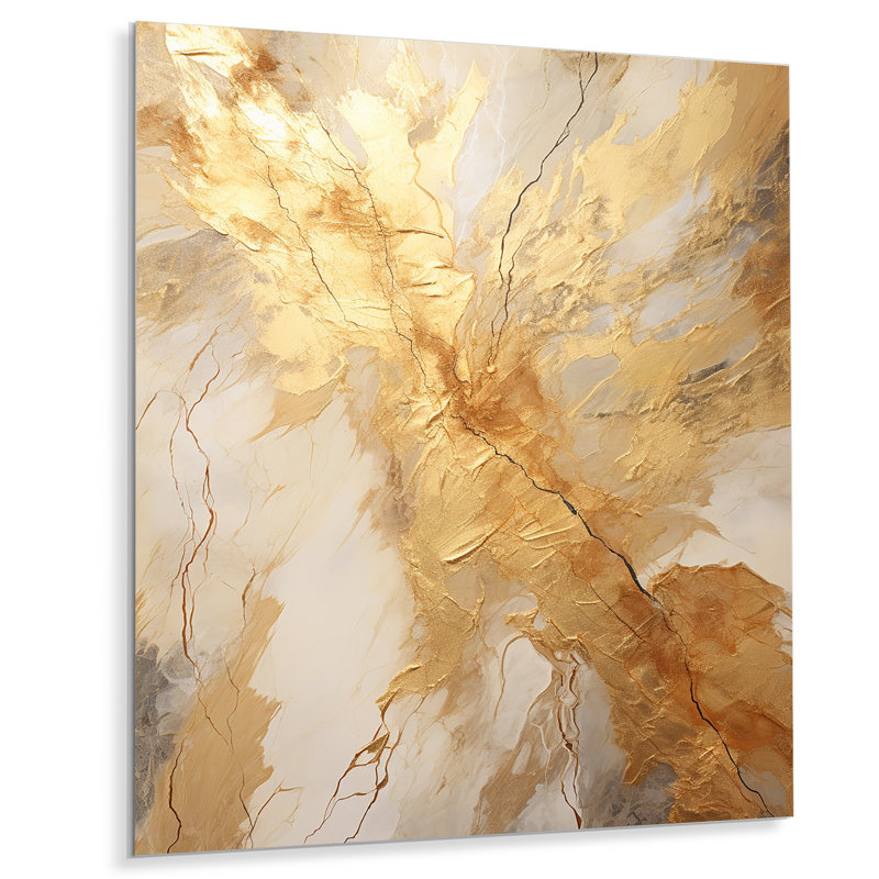 «Beige and Gold Marble Lightning» sur, H 32 po x l 16 po x P 1 po