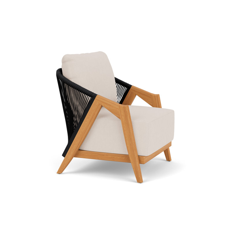 Alpine Outdoor Teak Armchair, Canvas Bird's Eye