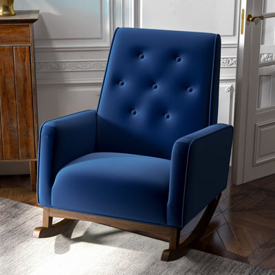 Chaise berçante élégante en tissu bleu Demetrius