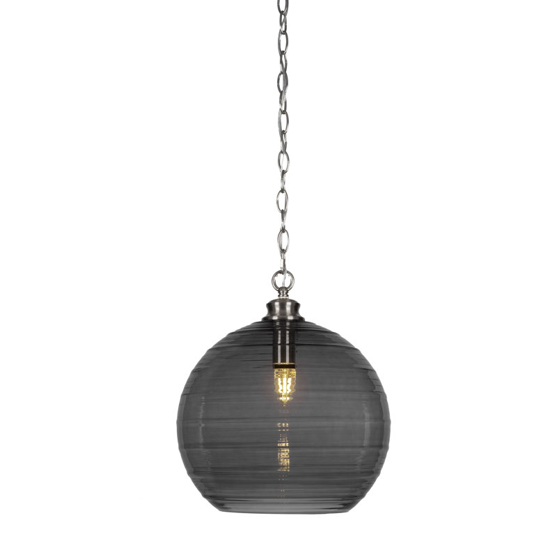 Malena 1-Light Chain Hung Pendant, Nickel, Gray, 91" H x 14" W  14" D