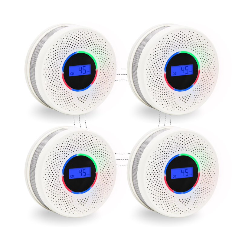 Upgraded Interlinked Smoke Carbon Monoxide Detector, Wireless Interconnected Smoke And CO Alarm,(White/4 PCS)