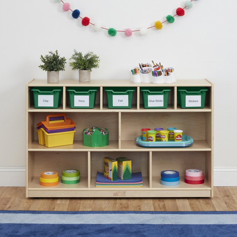 ECR4Kids Scoop Front Storage Bin, Multipurpose Organization, 30-Piece, Green