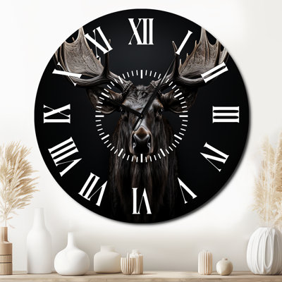 Black White Moose Majestic Monochrome - Animals White Face Wall Clock