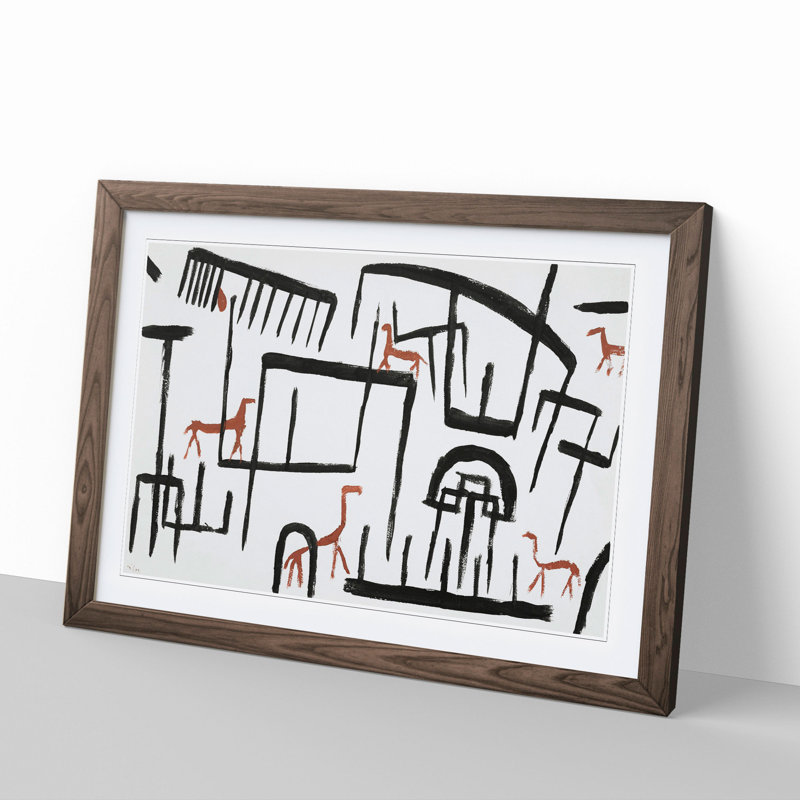 Animals in an Enclosure by Paul Klee - Framed Print, Walnut, 65cm H x 90cm W x 2cm D