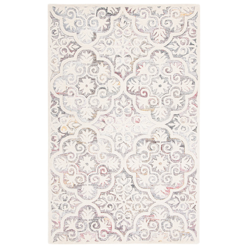 Tapis damassé en laine et en coton touffeté à la main Eliathas, Rectangle 8 pi x 10 pi