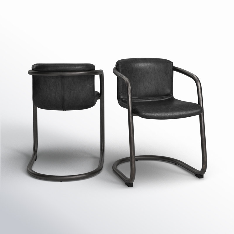 Freeman Bar Stool, Black Genuine Leather