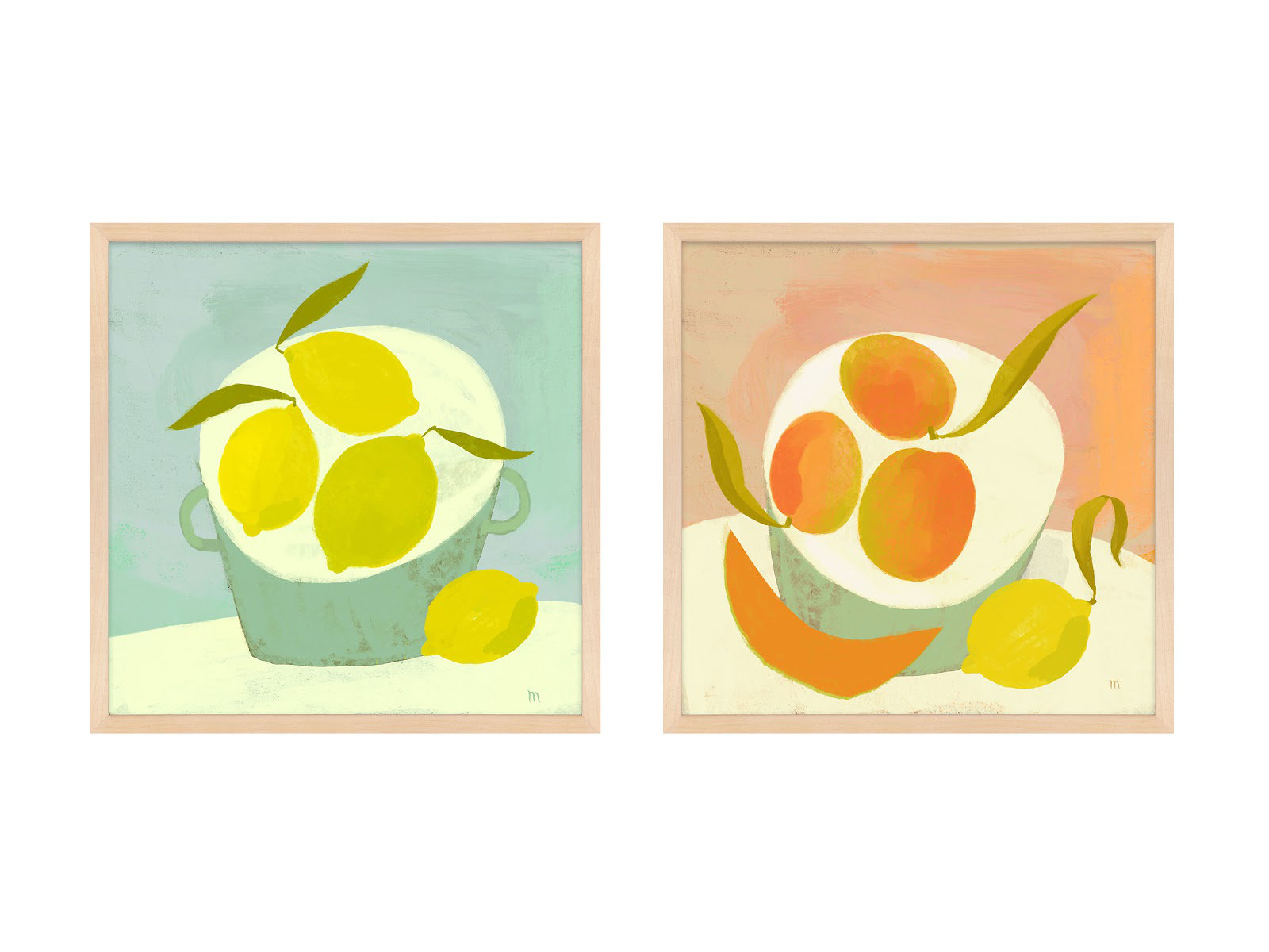 Julina "Summer Bounty" 2-Piece Painting Set, Maple, 30" H x 30" W x 1.25" D