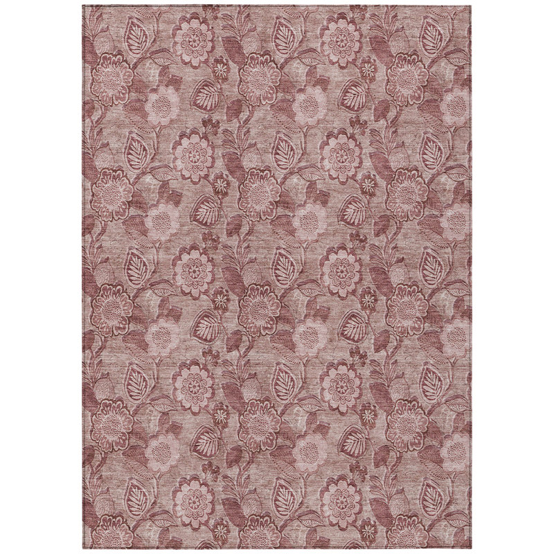 Machine Washable Indoor/Outdoor Xhevrie Blush Rug, Rectangle 10' x 14'
