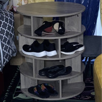 4-Tier 16 Paris Revolving Lazy Susan Shoe Rack Storage Organizer Latitude Run Finish: Gray