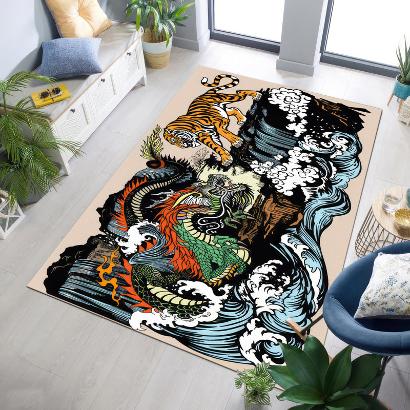 Chic Non-Woven Thin Printed Rug with Intricate Geometric Pattern for a Sophisticated Home Decor Appeal, Rectangle 2' x 2'11"