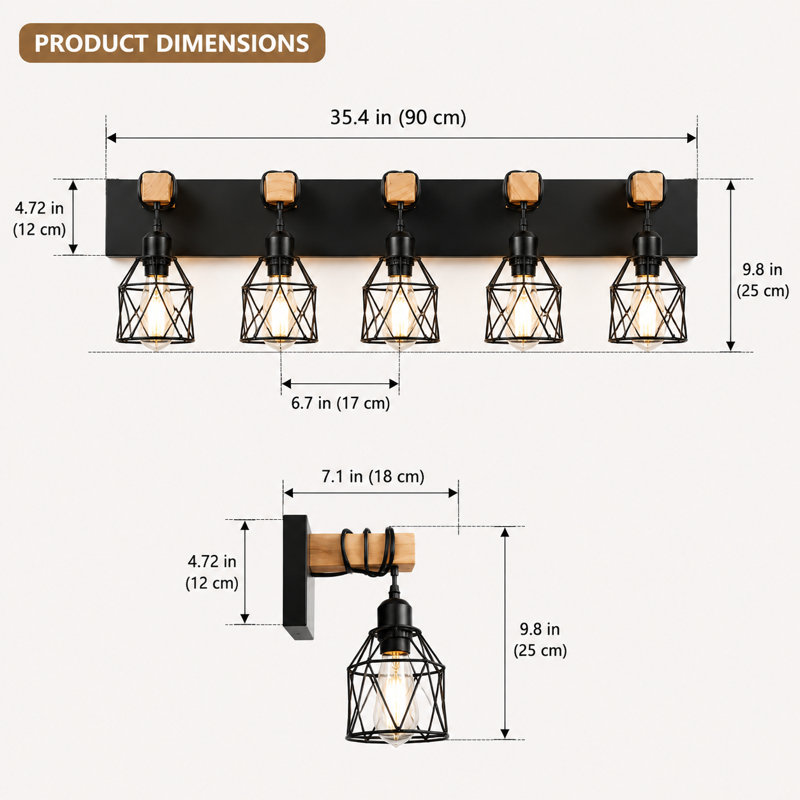 Farmhouse Vanity Light Fixture,5-Light Bathroom Lighting