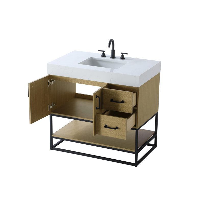 Meuble-lavabo simple 36 po, Brun miel