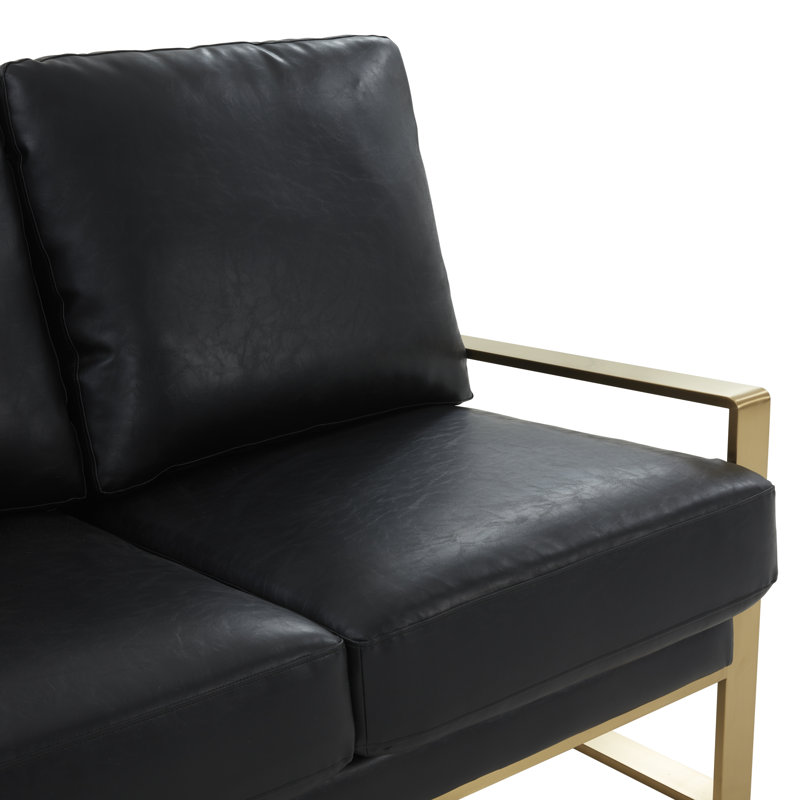 Causeuse moderne en simili cuir Gratiano, Similicuir noir