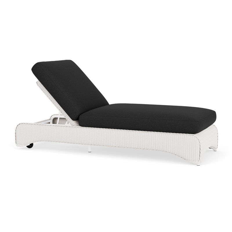 Loom Outdoor Chaise Lounge, White, Beach Navy