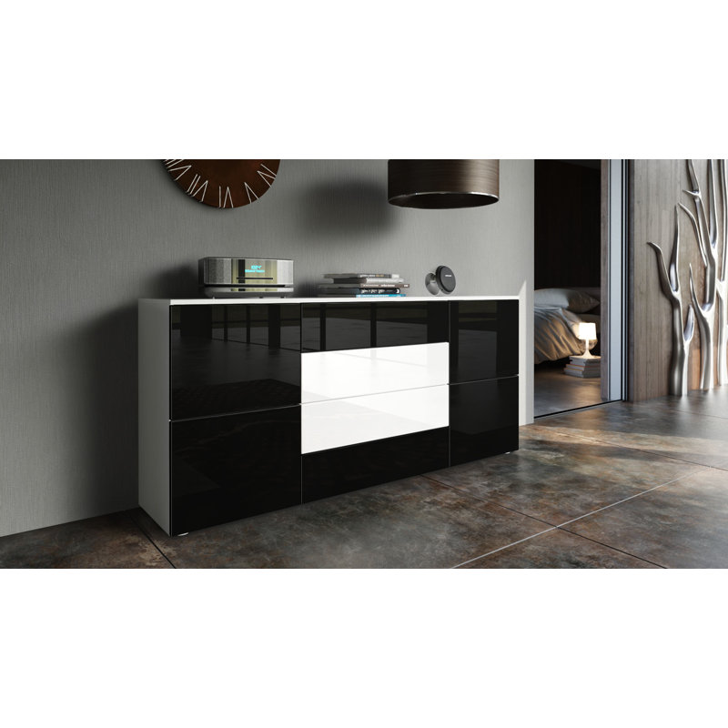 Mccraney Sideboard, White (matt)/Black (glossy)/White (glossy)