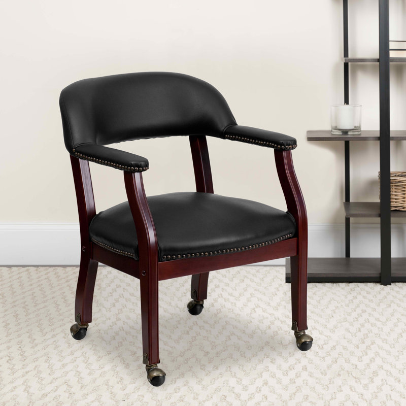 Zakrzewski Conference Chair with Accent Nail Trim , Black, Vinyl, Yes