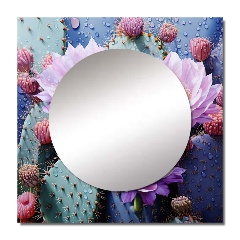 Nikesha - Miroir mural rose cactus carré pour chambre à coucher, 29 po x 29 po