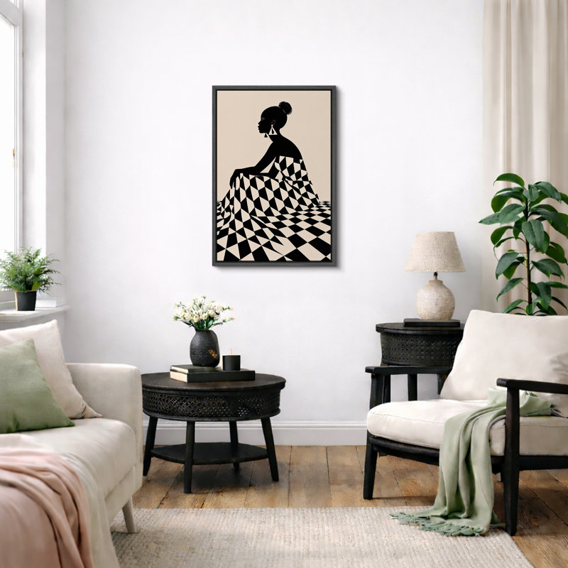 Art de femme géométrique minimaliste, images de salon, impression sur toile encadrée, impression numérique, Cadre noir