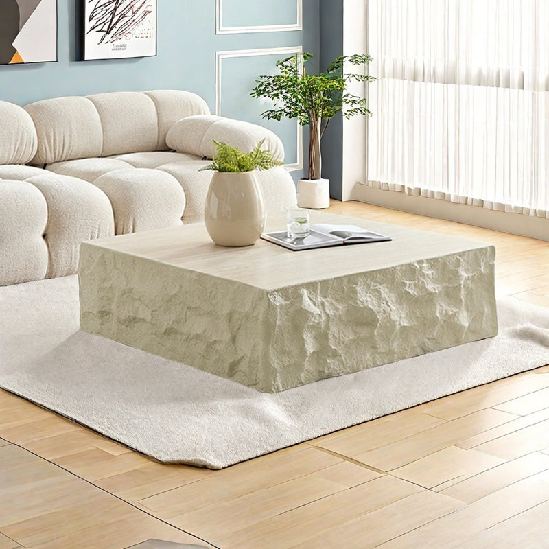 Table basse moderne simple wabi-sabi, H 12 po x L 30,7 po x l 30,7 po