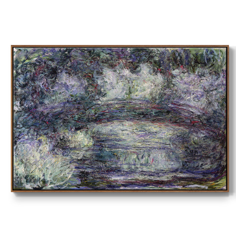 "Pont japonais Japonilainen Silta" par Monet, reproduction d'art sur toile, H 41 po x l 27 po x P 2 po, Noyer