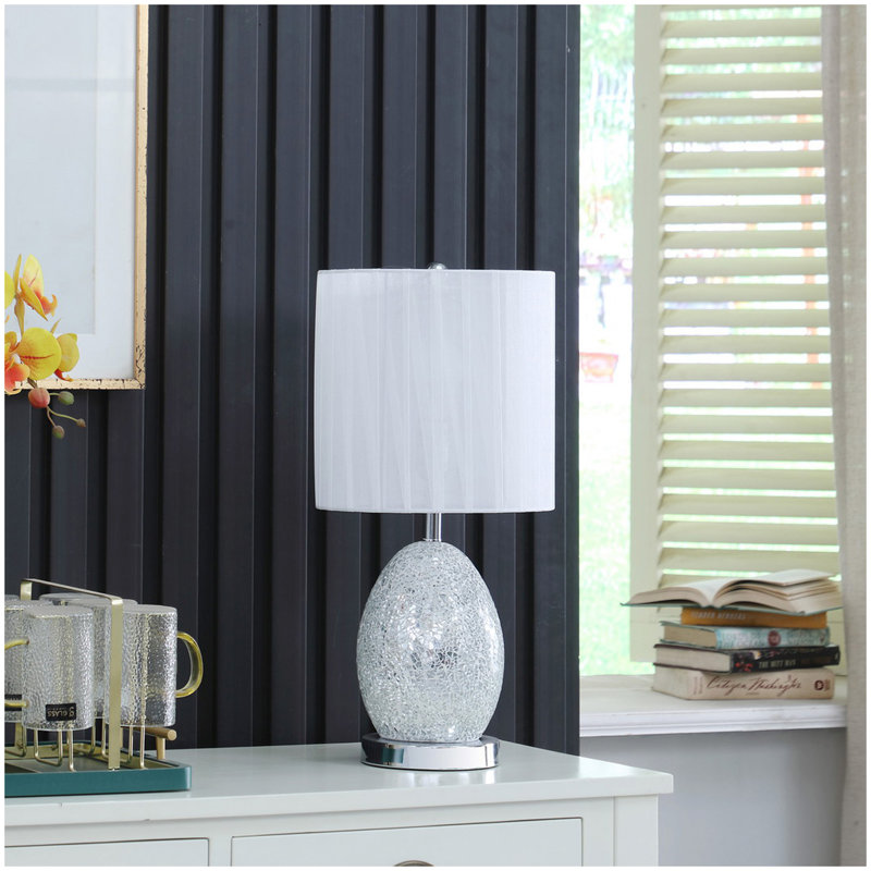 Lampe de table en verre / métal argenté 20 po In Niels