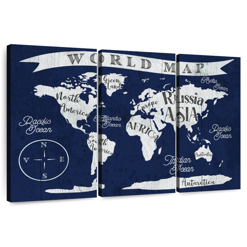 Carte du monde marine Aliaz, H 14 po x l 23 po