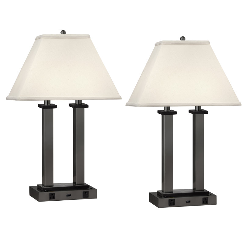 Ensemble de lampe de table 27 "avec tige et prise USB en métal Gunmetal