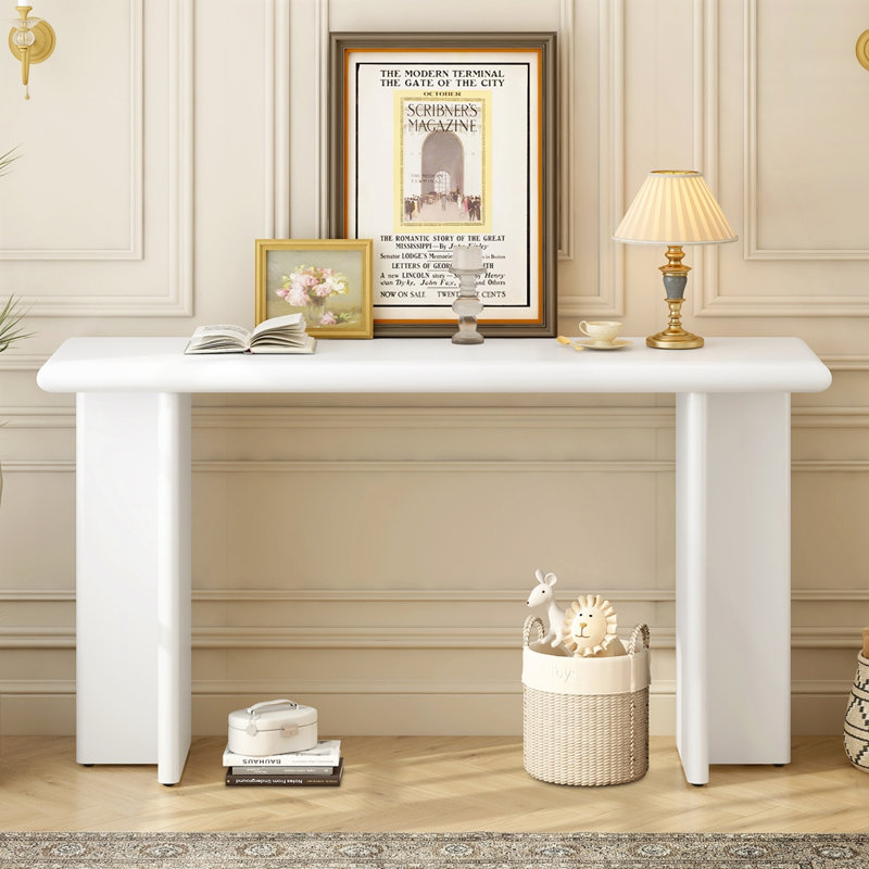Table d'entrée moderne avec pieds en L, Blanc