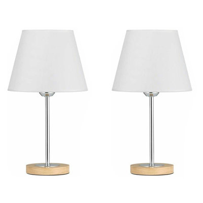 Ensemble de petites lampes de table pour chambre à coucher, lampe de bureau avec abat-jour en tissu et base en bois