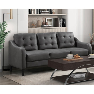 Brown 2Pc Sofa Set Microfiber Upholstered Sofa Loveseat Set Button-Tufted Contoured Arms Solid Wood Frame Casual Living Room Furniture -  Corrigan StudioÂ®, 959BF7F663854BB3B78DCAB27F117B6F