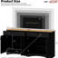 Meuble télé 70 po avec poignées rustiques, 2 tiroirs de style, tablettes réglables et armoire de rangement en grain de bois noir, rétro, compatible