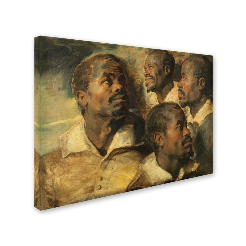 « quatre études d’une tête d’ancrage » par reproduction sur toile tendue Peter Paul Rubens, H 35 po x l 47 po