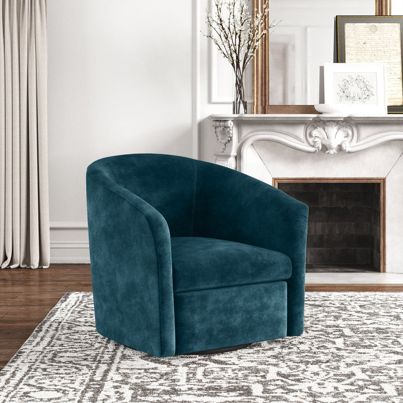 Fauteuil demi-tonneau pivotant de l 29,75 po Karcher, Polyester bleu sarcelle
