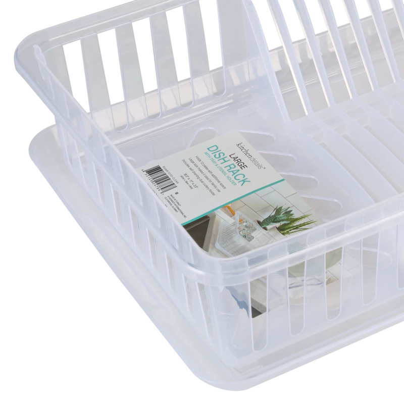 Clear Plastic Dish Rack with Utensil Cup