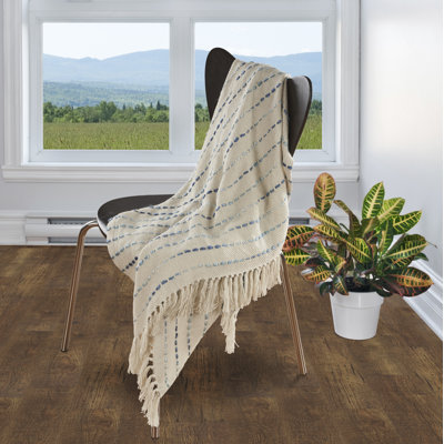 Deep Ombre Striped Handmade Woven Throw Blanket with Fringe