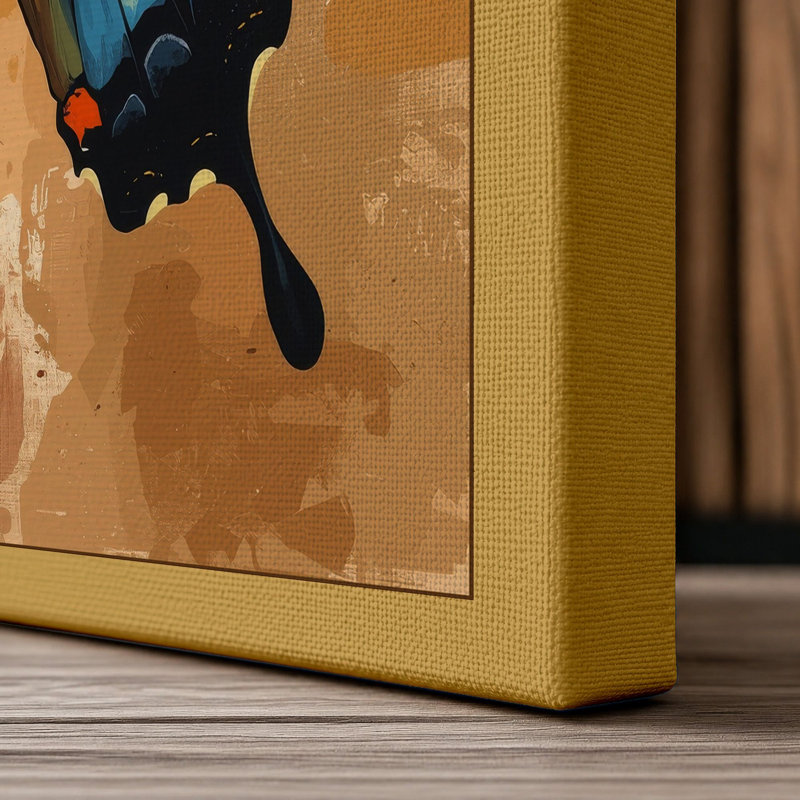 Symmetrical Butterfly Study Boho - Wrapped Canvas, 24x16 - 61.0 x 40.6 cm, Ochre Border