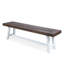 Banc en bois avec sablage brun foncé et structure en métal rustique blanc, hauteur de 17,5 po pour banc de finition pour l'extérieur