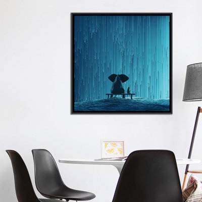 Reproduction d’art, "Elephant and Dog looking at Star Rain" par Mike Kiev