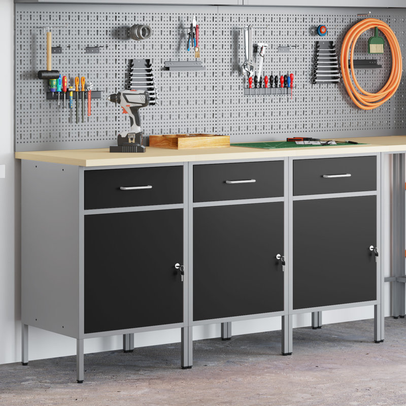 Work Cabinet with Drawer, Black
