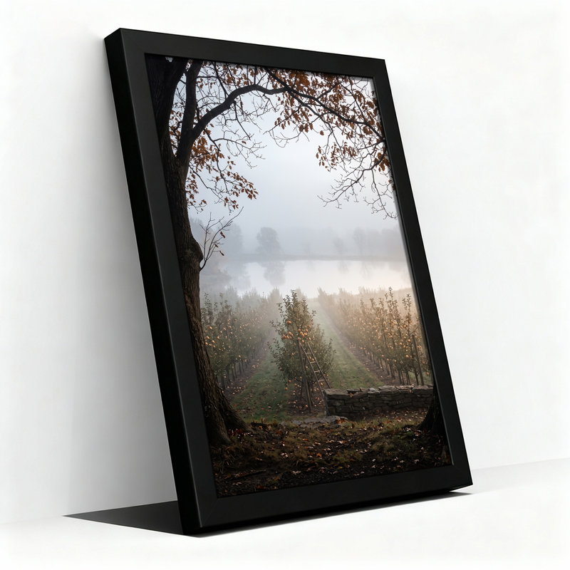 «Autumn Apple Orchard with Ladder and Misty Lake», art mural sur toile, H 36 po x l 24 po