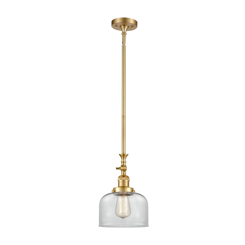 Luminaire suspendu cloche 1 lumières Estefan, Transparent, Or satiné
