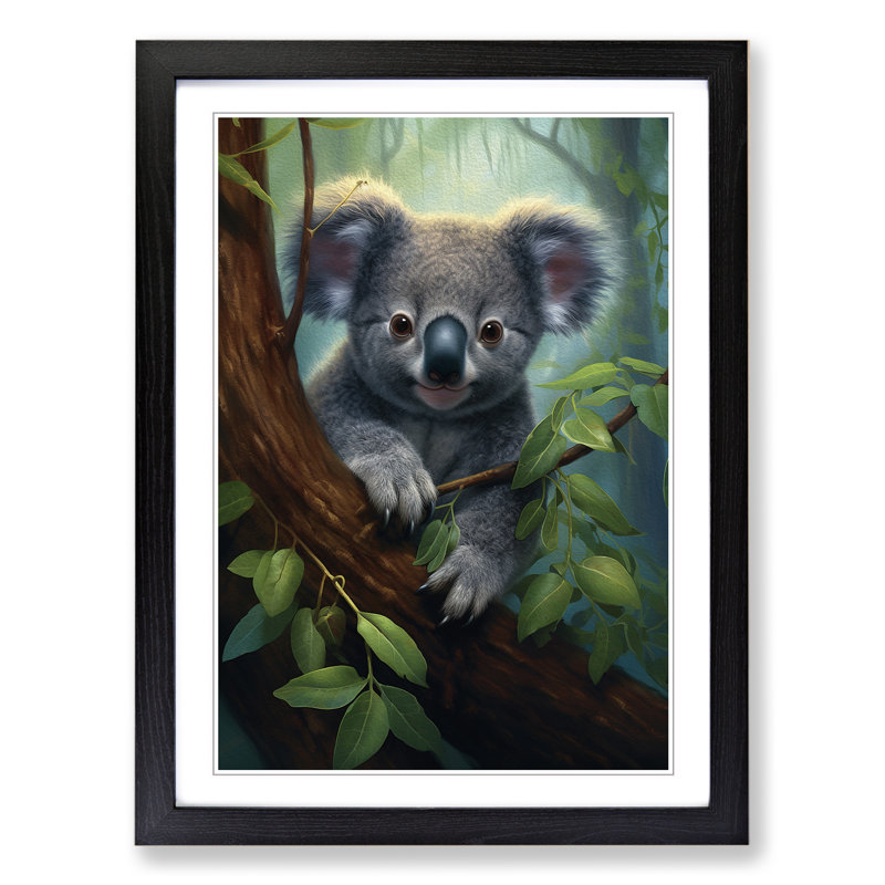Koala Bear Symbolism - Framed Print, Black , 64cm H x 46cm W x 2cm D