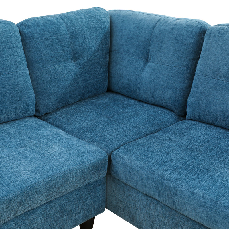 Canapé modulaire avec repose-pieds 103,5 po Tatiauna, Accoudoir à gauche (vu de face), Velours bleu