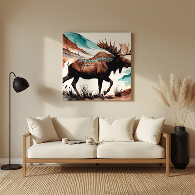 «Southwestern Animals Moose 39», art mural en métal blanc